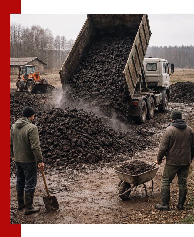 Доставка низинного торфа с разгрузкой и доставкой в Нижневартовске