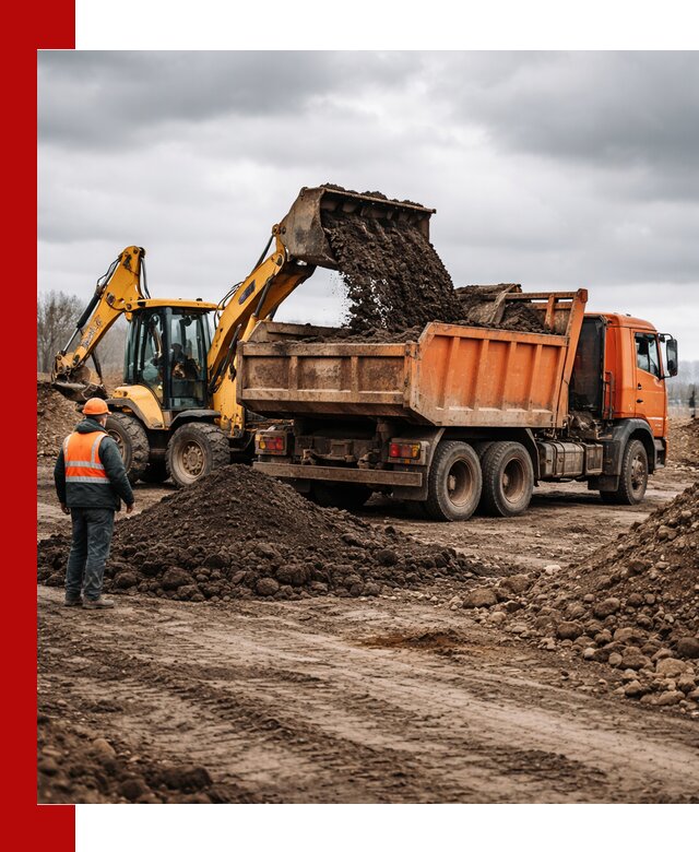 Вывоз грунта и строительного мусора в Нижневартовске грузовыми самосвалами