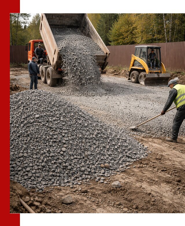 Отсыпка участка щебнем с доставкой и уплотнением в Нижневартовске